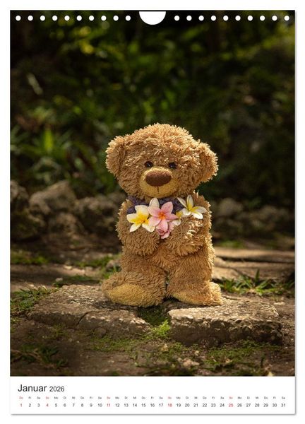 Produktbild: Travelling Teddy liebt Blumen und Bl&uuml;ten (Wandkalender 2026 DIN A4 hoch), CALVENDO Monatskalender