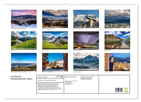Produktbild: Innsbruck - Hauptstadt der Alpen (Wandkalender 2026 DIN A2 quer), CALVENDO Monatskalender