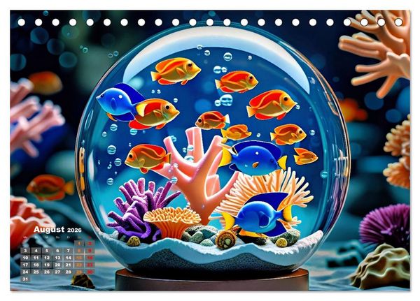 Produktbild: Aquarium in einer Glaskugel (Tischkalender 2026 DIN A5 quer), CALVENDO Monatskalender