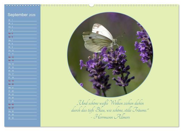 Produktbild: Flora in royalem Blau (hochwertiger Premium Wandkalender 2026 DIN A2 quer), Kunstdruck in Hochglanz