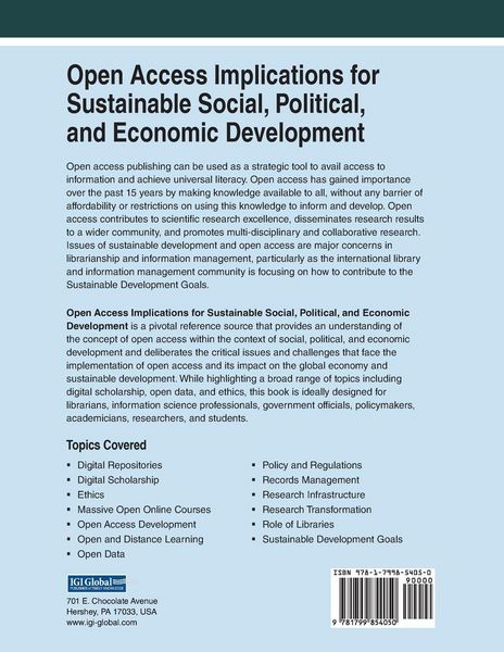 Produktbild: Open Access Implications for Sustainable Social, Political, and Economic Development