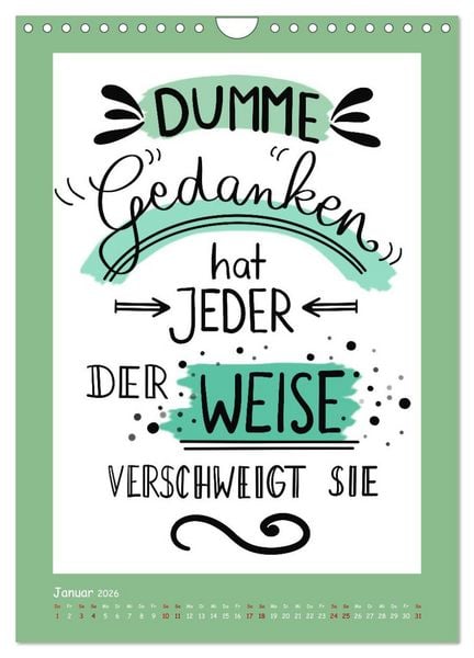 Produktbild: Nachgedacht-Spr&uuml;che und Zitate (Wandkalender 2026 DIN A4 hoch), CALVENDO Monatskalender
