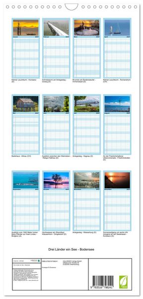 Produktbild: Familienplaner 2027 - Drei L&auml;nder ein See - Bodensee mit 5 Spalten (Wandkalender, 21 x 45 cm) CALVENDO