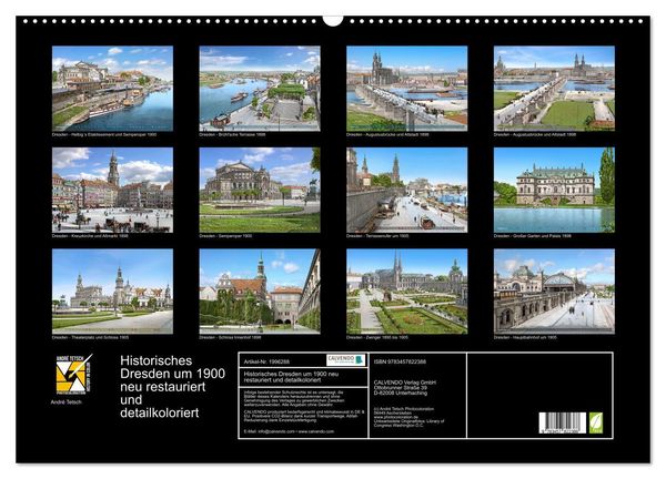 Produktbild: Historisches Dresden um 1900 neu restauriert und detailkoloriert (Wandkalender 2026 DIN A2 quer), CALVENDO Monatskalender