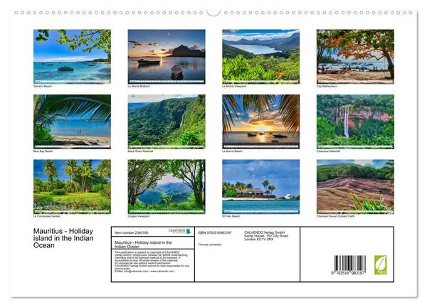 Produktbild: Mauritius - Holiday island in the Indian Ocean (High Quality Premium Wall Calendar 2027 DIN A2 landscape),CALVENDO 12 Month Wall Calendar
