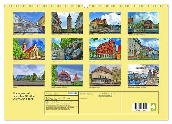 Produktbild: Balingen - ein visueller Streifzug durch die Stadt (Wandkalender 2027 DIN A3 quer), CALVENDO Monatskalender