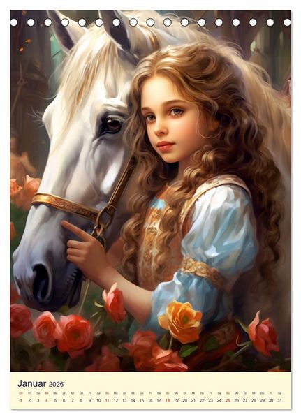 Produktbild: Kinder-Fantasy. Edle Burgfr&auml;ulein und Ritter im Mittelalter (Tischkalender 2026 DIN A5 hoch), CALVENDO Monatskalender