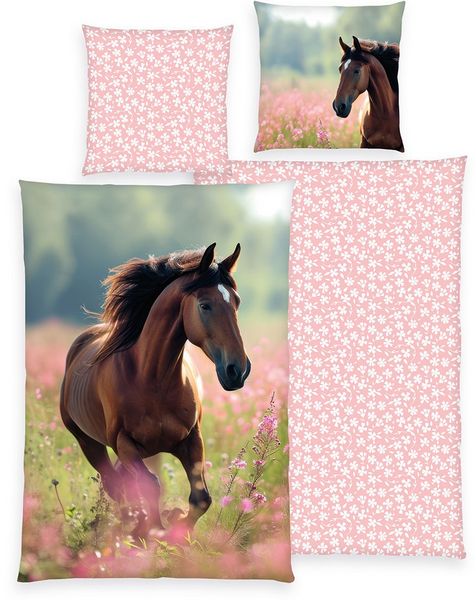 Herding 4424211050 - Young Collection Bettwäsche Horse Love, Baumwolle/Renforcé, 135x200/80x80cm