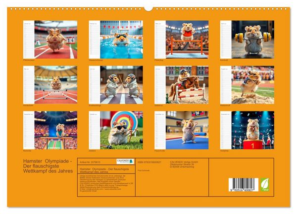 Produktbild: Hamster Olympiade - Der flauschigste Wettkampf des Jahres (hochwertiger Premium Wandkalender 2026 DIN A2 quer), Kunstdruck in Hochglanz