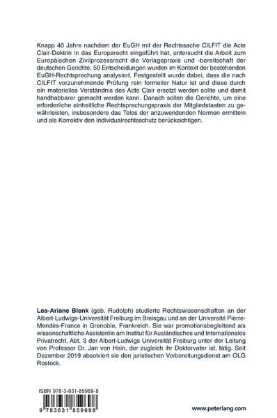 Produktbild: Der Acte Clair in der deutschen Rechtsprechung zum Europ&auml;ischen Zivilprozessrecht
