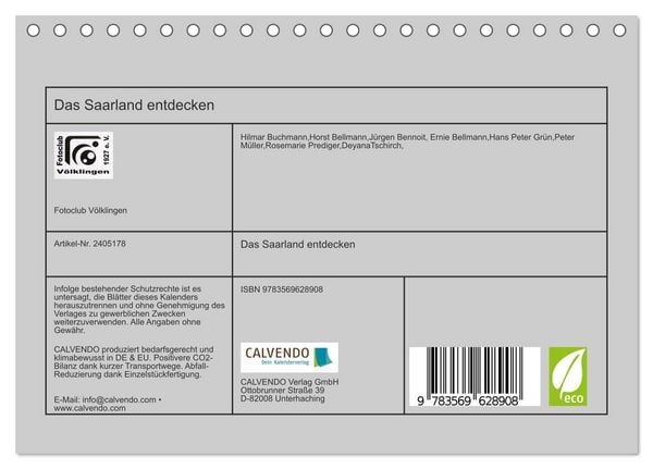 Produktbild: Das Saarland entdecken (Tischkalender 2027 DIN A5 quer), CALVENDO Monatskalender