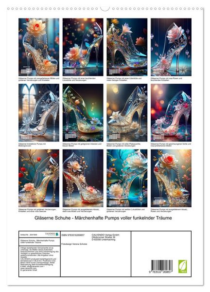 Produktbild: Gl&auml;serne Schuhe - M&auml;rchenhafte Pumps voller funkelnder Tr&auml;ume (hochwertiger Premium Wandkalender 2026 DIN A2 hoch), Kunstdruck in Hochglanz