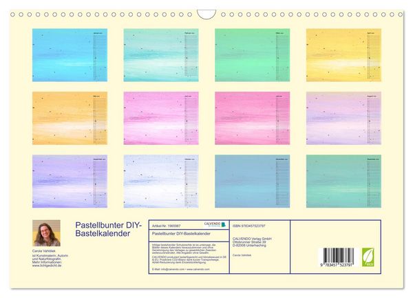 Produktbild: Pastellbunter DIY-Bastelkalender (Wandkalender 2026 DIN A3 quer), CALVENDO Monatskalender