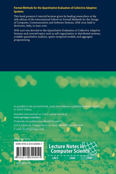 Produktbild: Formal Methods for the Quantitative Evaluation of Collective Adaptive Systems