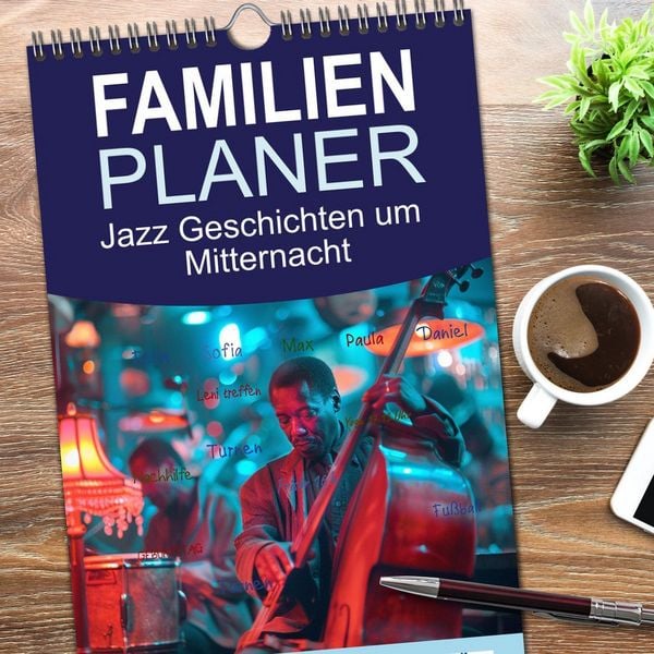 Produktbild: Familienplaner 2026 - Jazz Geschichten um Mitternacht mit 5 Spalten (Wandkalender, 21 x 45 cm) CALVENDO
