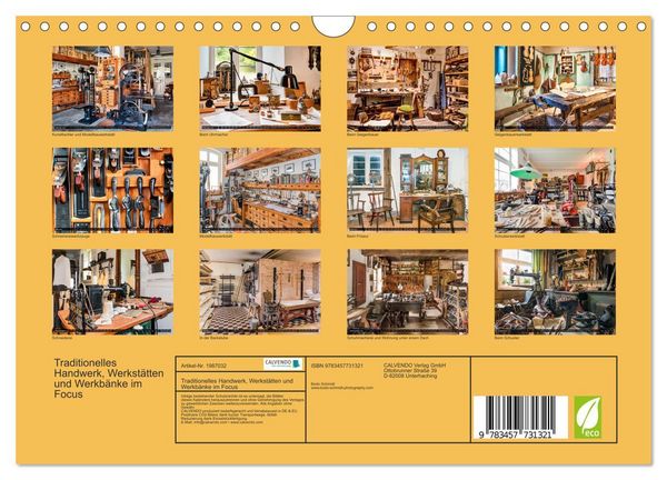 Produktbild: Traditionelles Handwerk, Werkst&auml;tten und Werkb&auml;nke im Focus (Wandkalender 2026 DIN A4 quer), CALVENDO Monatskalender