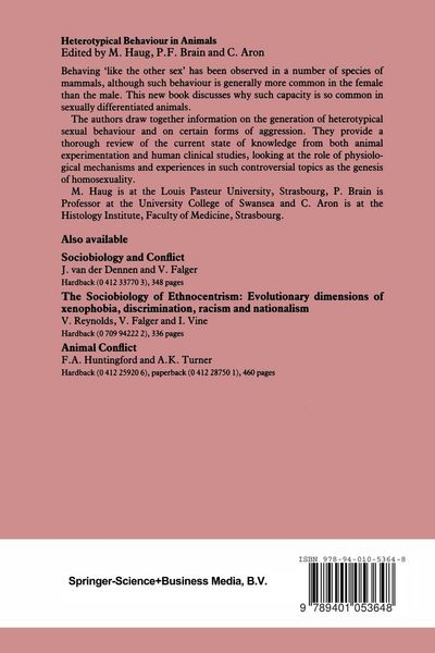 Produktbild: Heterotypical Behaviour in Man and Animals