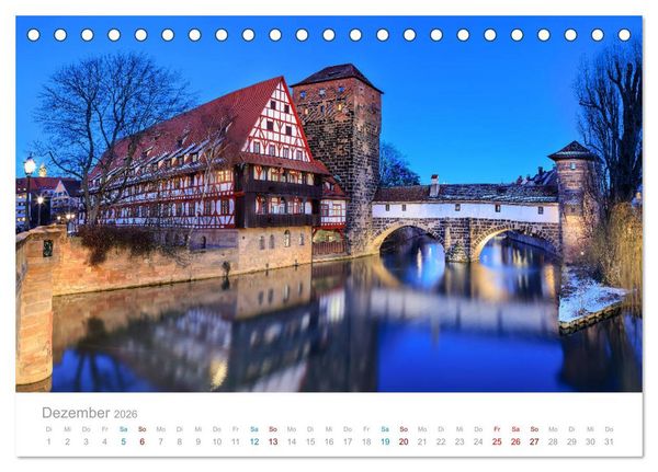 Produktbild: N&uuml;rnberg - Stadt der Br&uuml;cken und Geschichte (Tischkalender 2026 DIN A5 quer), CALVENDO Monatskalender