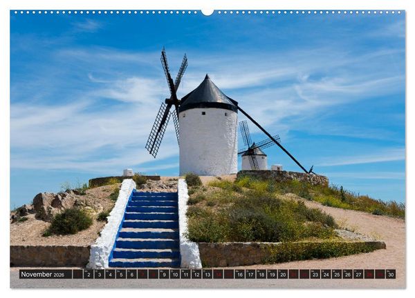 Produktbild: Windm&uuml;hlen in La Mancha (hochwertiger Premium Wandkalender 2026 DIN A2 quer), Kunstdruck in Hochglanz