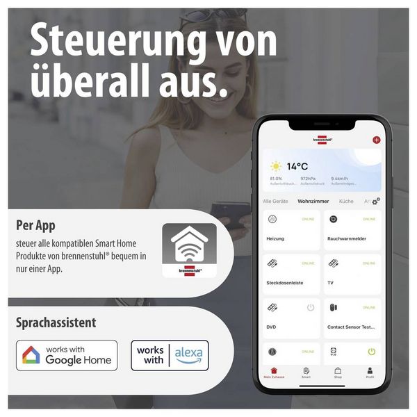 Produktbild: Brennenstuhl brennenstuhl&reg;Connect 1179060020 LED-Au&szlig;enstrahler 36W Leuchtfarben: Wei&szlig;
