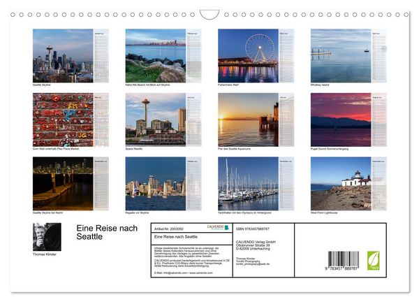 Produktbild: Eine Reise nach Seattle (Wandkalender 2026 DIN A3 quer), CALVENDO Monatskalender