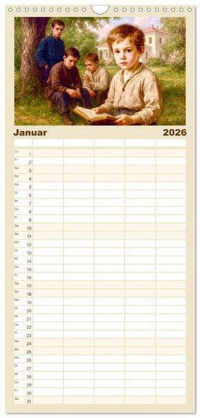 Produktbild: Familienplaner 2026 - Leo Tolstoi mit 5 Spalten (Wandkalender, 21 x 45 cm) CALVENDO