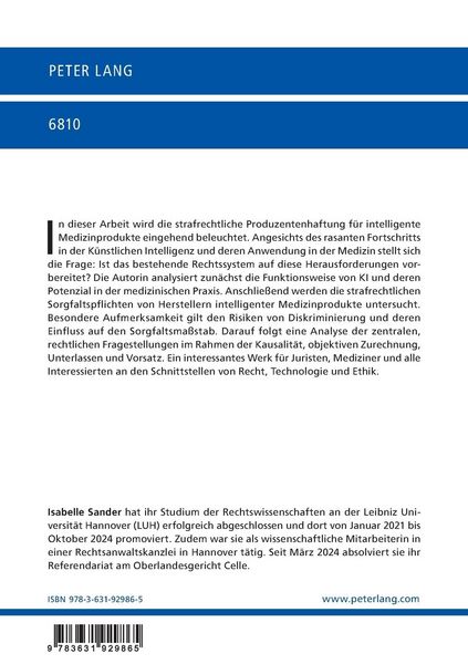 Produktbild: Die strafrechtliche Produzentenhaftung f&uuml;r intelligente Medizinprodukte