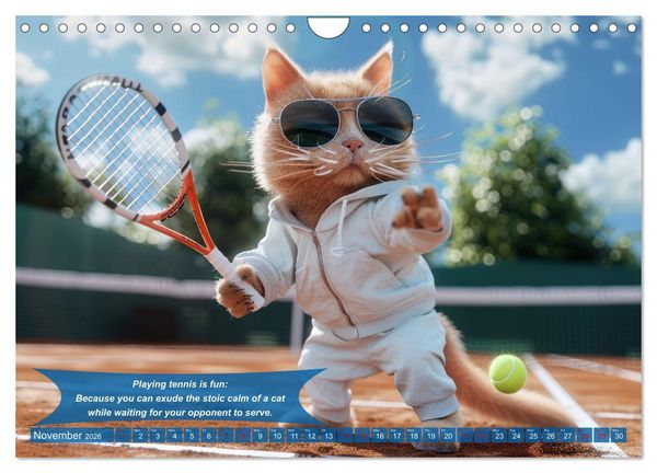 Produktbild: Funny animals as tennis players (Wall Calendar 2026 DIN A4 landscape), CALVENDO 12 Month Wall Calendar