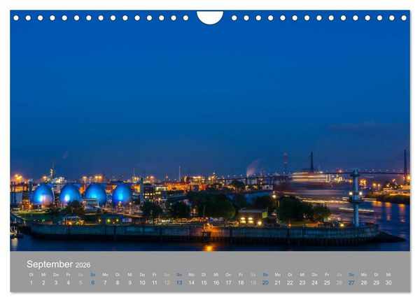 Produktbild: Hamburger Hafen - Im Zauber der Nacht (Wandkalender 2026 DIN A4 quer), CALVENDO Monatskalender