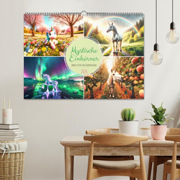 Produktbild: Mystische Einh&ouml;rner - Jahreszeiten im Einhornland (Wandkalender 2026 DIN A2 quer), CALVENDO Monatskalender