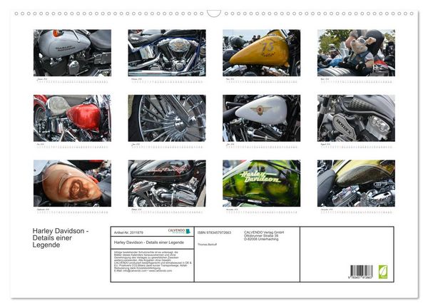Produktbild: Harley Davidson - Details einer Legende (Wandkalender 2026 DIN A2 quer), CALVENDO Monatskalender
