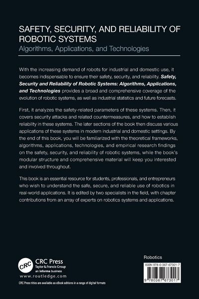 Produktbild: Safety, Security, and Reliability of Robotic Systems