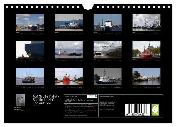 Produktbild: Auf Gro&szlig;e Fahrt - Schiffe im Hafen und auf See (Wandkalender 2026 DIN A4 quer), CALVENDO Monatskalender