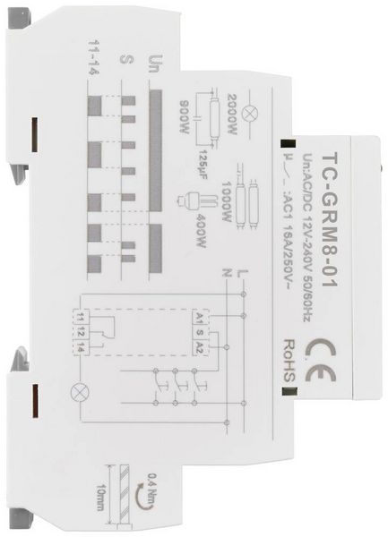 Produktbild: TRU COMPONENTS TC-GRM8-01 Schaltrelais Hutschiene 16A 1St.