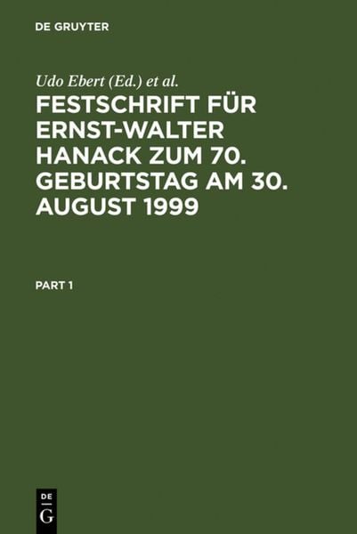 Produktbild: Festschrift f&uuml;r Ernst-Walter Hanack zum 70. Geburtstag am 30. August 1999