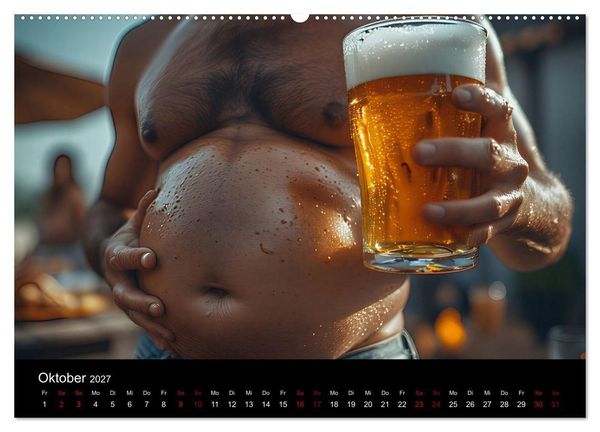 Produktbild: Lustige Kalender M&auml;nner mit Bierb&auml;uchen - Bierbauch Kalender Geschenk f&uuml;r Kollegen, Freunde & Party-Liebhaber Wandkalender (hochwertiger Premium Wandkalender 2027 DIN A2 quer), Kunstdruck in Hochglanz