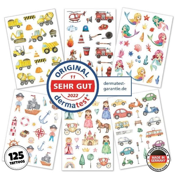 Produktbild: Happy Tatts, Kinder-Tattoos 'Mix' (125 Stk.)