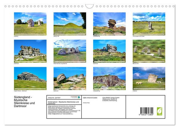 Produktbild: S&uuml;dengland - Mystische Steinkreise und Dartmoor (Wandkalender 2026 DIN A3 quer), CALVENDO Monatskalender