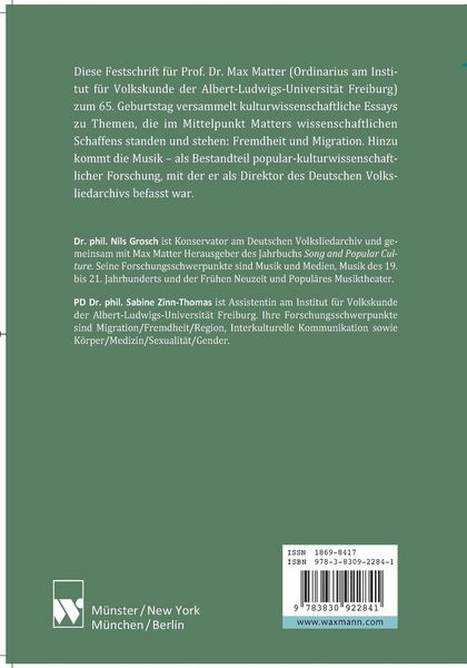 Produktbild: Fremdheit &ndash; Migration &ndash; Musik