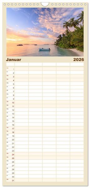 Produktbild: Familienplaner 2026 - Trauminseln - Matteo Colombo mit 5 Spalten (Wandkalender, 21 x 45 cm) CALVENDO
