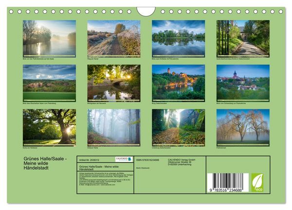 Produktbild: Gr&uuml;nes Halle/Saale - Meine wilde H&auml;ndelstadt (Wandkalender 2026 DIN A4 quer), CALVENDO Monatskalender
