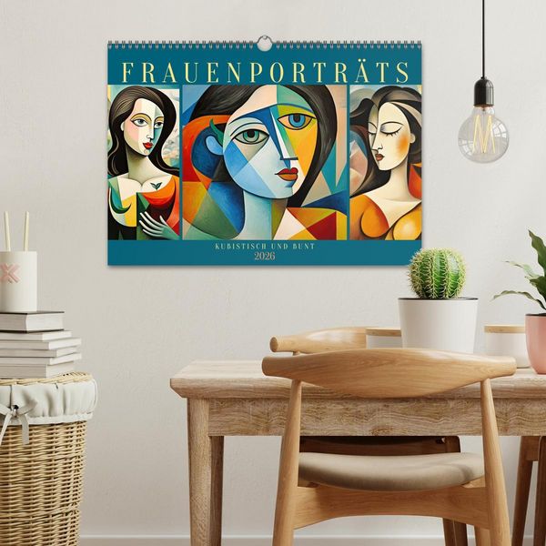 Produktbild: Frauenportr&auml;ts, kubistisch und bunt (Wandkalender 2026 DIN A3 quer), CALVENDO Monatskalender