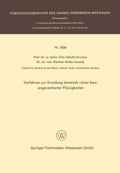 Produktbild: Verfahren zur Erzielung chemisch reiner bzw. angereicherter Fl&uuml;ssigkeiten