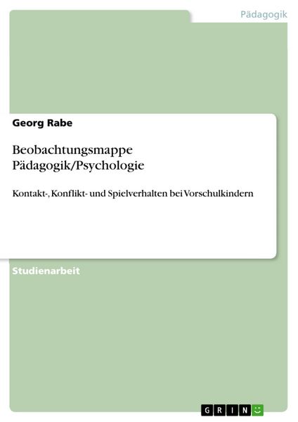 Produktbild: Beobachtungsmappe P&auml;dagogik/Psychologie