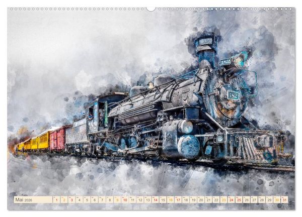 Produktbild: Dampflokomotiven - wundersch&ouml;ne Dampfloks aus Deutschland und der Welt (hochwertiger Premium Wandkalender 2026 DIN A2 quer), Kunstdruck in Hochglanz