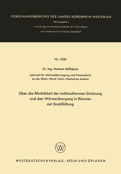 Produktbild: &Uuml;ber die &Auml;hnlichkeit der nichtisothermen Str&ouml;mung und den W&auml;rme&uuml;bergang in R&auml;umen mit Strahll&uuml;ftung