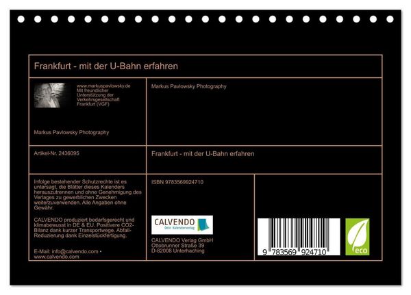Produktbild: Frankfurt - mit der U-Bahn erfahren (Tischkalender 2027 DIN A5 quer), CALVENDO Monatskalender