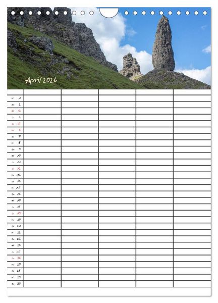 Produktbild: Isle of Skye - Schottlands Inseln - Familienplaner (Wandkalender 2026 DIN A4 hoch), CALVENDO Monatskalender