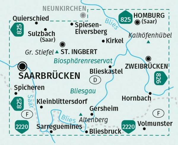 Produktbild: KOMPASS Wanderkarte 824 Biosph&auml;renreservat Bliesgau & Saarpfalz-Kreis 1:25.000