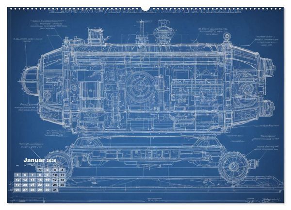 Produktbild: Steampunk - Blaupausen (hochwertiger Premium Wandkalender 2026 DIN A2 quer), Kunstdruck in Hochglanz